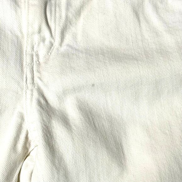 Raleigh Denim Workshop White Rigid Denim Frayed Cropped Low Rise Jeans - Picture 6 of 9